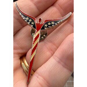 Vintage Lavaggi Enameled Angel Pin Patriotic July 4th